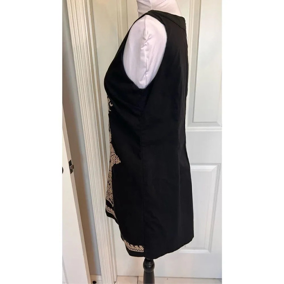 XXI Women’s medium  Black Gold Embroidered Mini Dress Sleeveless - Picture 4 of 11